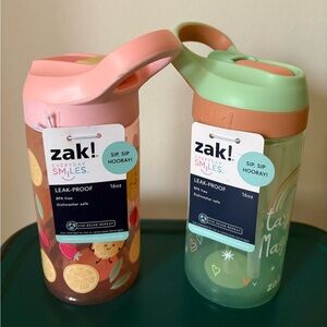 Zak! Leak-Proof 16 oz Water Bottles - Pink & Green NWT Set of 2 BPA Free